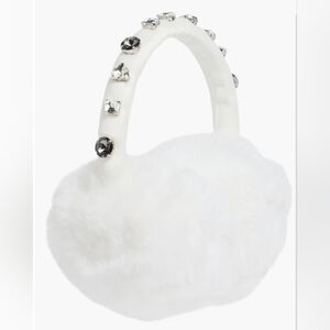 Kate Spade White Embellished Faux Fur Earmuffs NEW